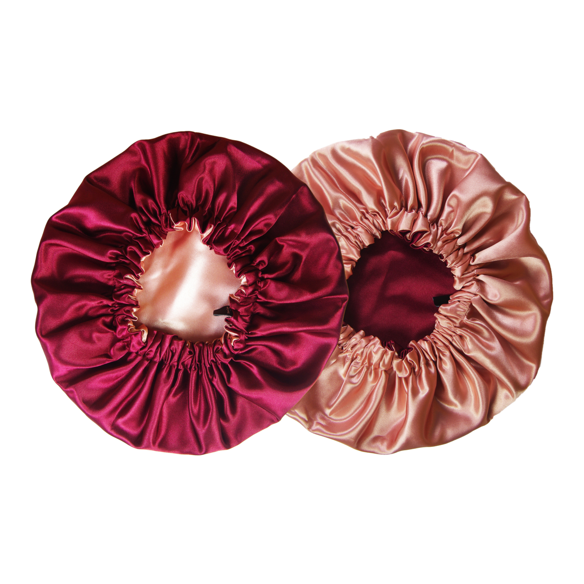 bonnet en satin rose/gris - kingdutchwaves - bonnet de nuit